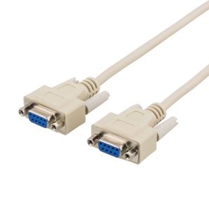 Modemkabel DB9 hunn-hunn, 2 meter - grå