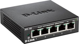 D-Link Ethernet Switch, 5x10/100Mbps, metallhölje, svart