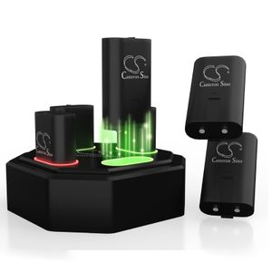 Laddare med 4 x 1200mWh uppladdningsbart batteripaket för Xbox XSS, Xbox XSX, Xbox X1, Xbox X1 Elite-kontroll med laddningsstation – svart