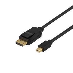 DELTACO DisplayPort till Mini DisplayPort monitorkabel, 20-pin ha-ha, 1m, svart