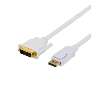 Deltaco DisplayPort/ DVI-D Single Link -näyttökaapeli - 2 m- Valkoinen