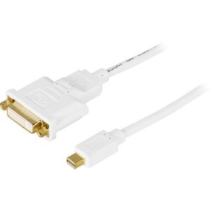 Deltaco Mini DisplayPort/ DVI -adapteri 1 m - Valkoinen