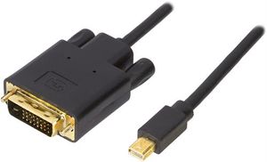 Deltaco Mini DisplayPort/ DVI -adapteri 2 m - Musta
