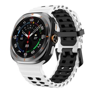 Samsung Galaxy Watch Ultra 47mm/Ultra 2025 Klokkereim Silikon – Hvit/Svart