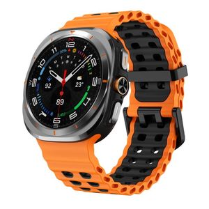 Samsung Galaxy Watch Ultra 47mm/Ultra 2025 Klokkereim Silikon – Oransje/Svart