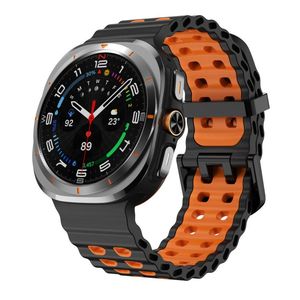 Samsung Galaxy Watch Ultra 47mm/Ultra 2025 Klokkereim Silikon - Svart/Oransje