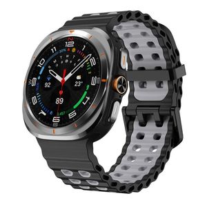 Samsung Galaxy Watch Ultra 47mm/Ultra 2025 Klokkereim Silikon – Svart/Grå