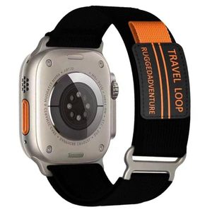 Apple Watch 46mm/49mm/45mm/44mm Urrem Flettet Nylon – Sort