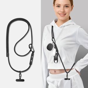 Justerbar mobiltelefonstropp med karabinkrok – svart