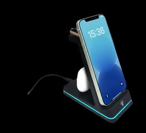 SiGN 3-i-1 Qi Trådløs Opladningsstander 15W - Sort