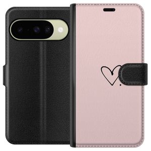 Google Pixel 10 Svart Plånboksfodral Hjärta.
