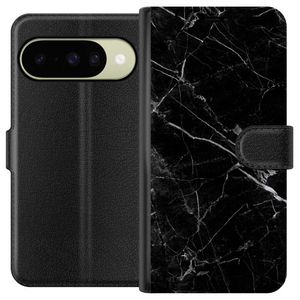 Google Pixel 10 Svart Plånboksfodral Svart marmor
