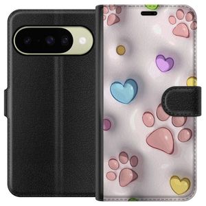 Google Pixel 10 Musta Lompakkokotelo Fluffiga Tassar