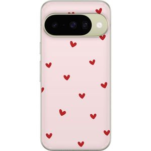 Google Pixel 10 Transparent Mobilskal Små Hjärtan