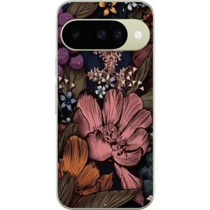 Google Pixel 10 Läpinäkyvä Puhelinkotelo Tecknade blommor