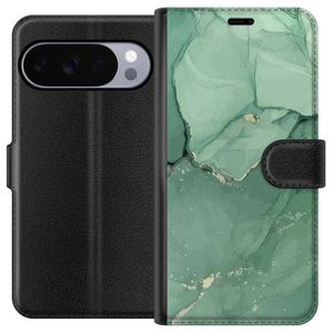 Google Pixel 10 Pro Musta Lompakkokotelo Grön Marmor