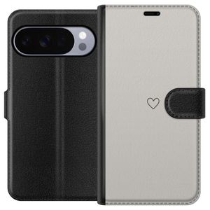 Google Pixel 10 Pro Musta Lompakkokotelo Grått hjärta