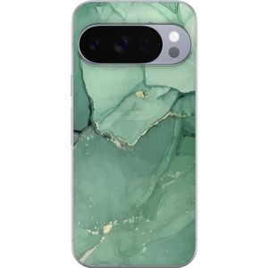 Google Pixel 10 Pro Läpinäkyvä Puhelinkotelo Grön Marmor