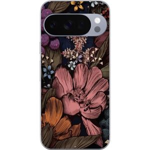Google Pixel 10 Pro Läpinäkyvä Puhelinkotelo Tecknade blommor
