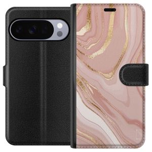 Google Pixel 10 Pro XL Musta Lompakkokotelo Ljusrosa marmor
