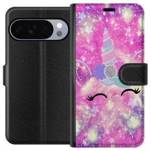 Google Pixel 10 Pro XL Svart Plånboksfodral Glad Enhörning