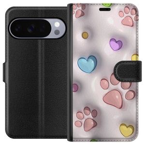 Google Pixel 10 Pro XL Musta Lompakkokotelo Fluffiga Tassar