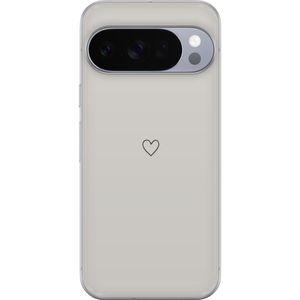 Google Pixel 10 Pro XL Gjennomsiktig Telefondeksel Grått hjärta