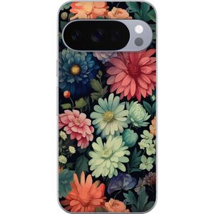 Google Pixel 10 Pro XL Gennemsigtigt Telefoncover Färglada blommor