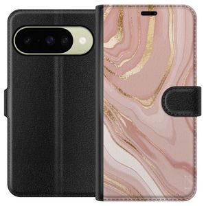 Google Pixel 11 Musta Lompakkokotelo Ljusrosa marmor