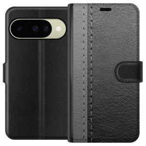 Google Pixel 11 Musta Lompakkokotelo Grått Fake Läder