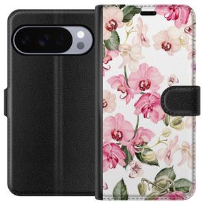 Google Pixel 11 Pro Musta Lompakkokotelo Rosa blommor