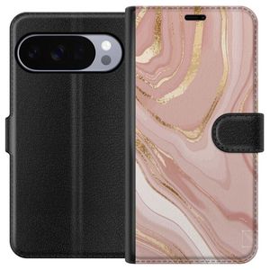 Google Pixel 11 Pro XL Musta Lompakkokotelo Ljusrosa marmor