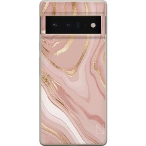 Google Pixel 6 Pro Transparent Mobilskal Ljusrosa marmor