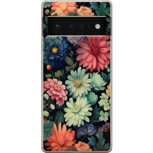 Google Pixel 6 Pro Transparent Mobilskal Färglada blommor