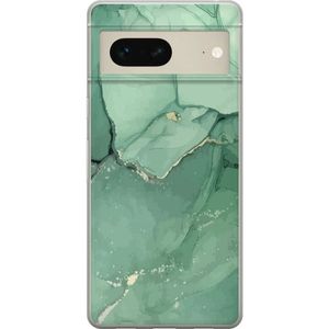 Google Pixel 7 Gennemsigtigt Telefoncover Grön Marmor