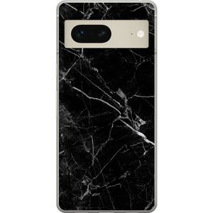 Google Pixel 7 Gjennomsiktig Telefondeksel Svart marmor