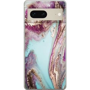 Google Pixel 7 Transparent Mobilskal Lila marmor