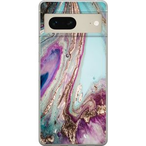 Google Pixel 7 Transparent Mobilskal Lila marmor