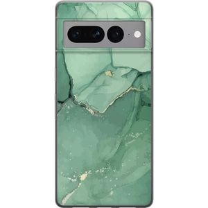 Google Pixel 7 Pro Gennemsigtigt Telefoncover Grön Marmor
