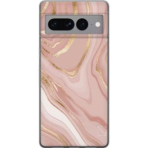 Google Pixel 7 Pro Gennemsigtigt Telefoncover Ljusrosa marmor