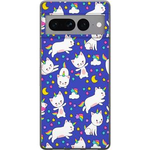 Google Pixel 7 Pro Gennemsigtigt Telefoncover Katt Enhörning