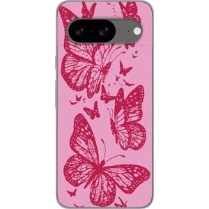 Google Pixel 8 Gennemsigtigt Telefoncover Fjärilar