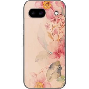 Google Pixel 8a Gennemsigtigt Telefoncover Färgsprakande Blommor