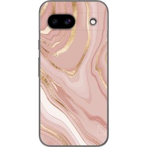 Google Pixel 8a Gennemsigtigt Telefoncover Ljusrosa marmor