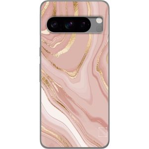 Google Pixel 8 Pro Läpinäkyvä Puhelinkotelo Ljusrosa marmor