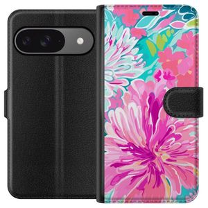 Google Pixel 9 Sort Lommebokdeksel Blomsterbukett