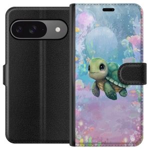 Google Pixel 9 Sort Tegnebogsetui Simmande Sköldpadda