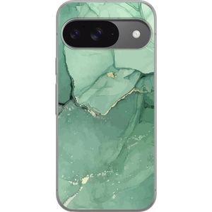 Google Pixel 9 Gjennomsiktig Telefondeksel Grön Marmor