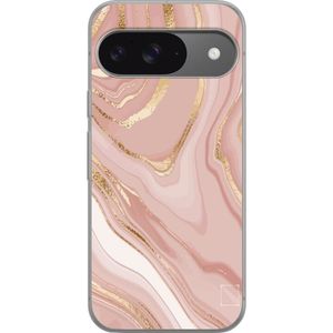 Google Pixel 9 Transparent Mobilskal Ljusrosa marmor