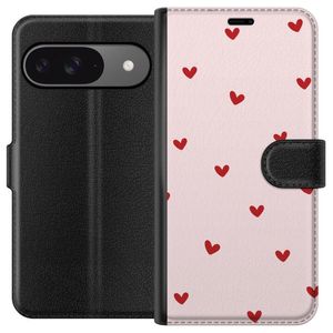 Google Pixel 9 Pro Musta Lompakkokotelo Små Hjärtan